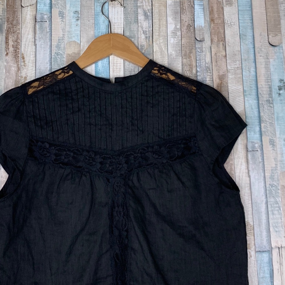 Reformation S Black Angelita Blouse Top Cropped - Picture 3 of 8